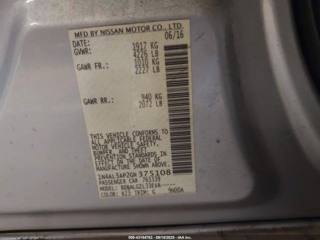 2016 NISSAN ALTIMA 1N4AL3AP2GN375108 Photo 8