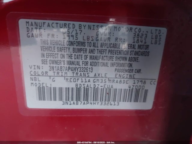Nissan Sentra 2017 3N1AB7AP4HY332613 Image 9