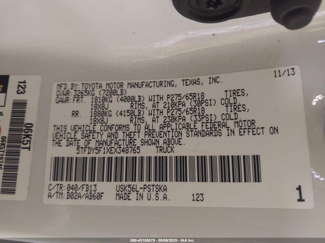 Toyota 3ur-fe 2014 5TFDY5F1XEX348765 Image 9