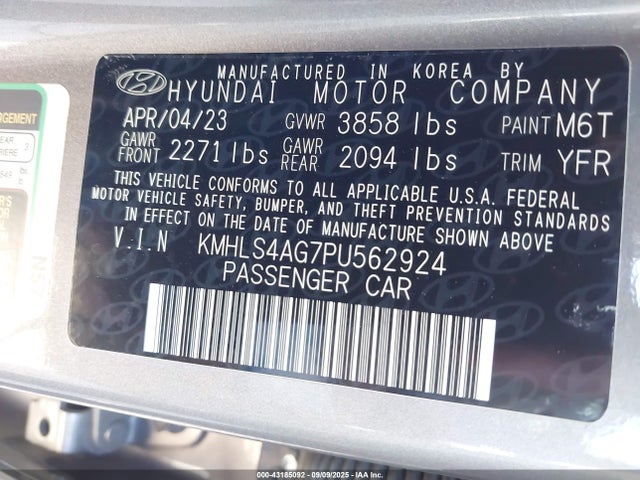 KMHLS4AG7PU562924 Hyundai mpi nu pe