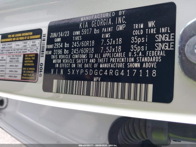 5XYP5DGC4RG417118 KIA gdi lambda-ii