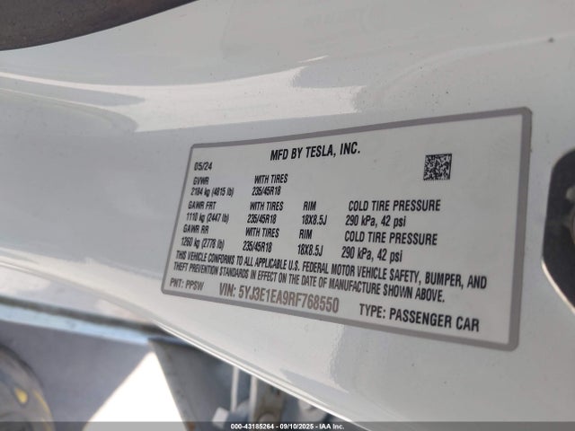 2024 TESLA MODEL 3 5YJ3E1EA9RF768550 Photo 8