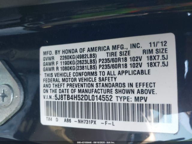 2013 ACURA RDX 5J8TB4H52DL014552 Photo 8