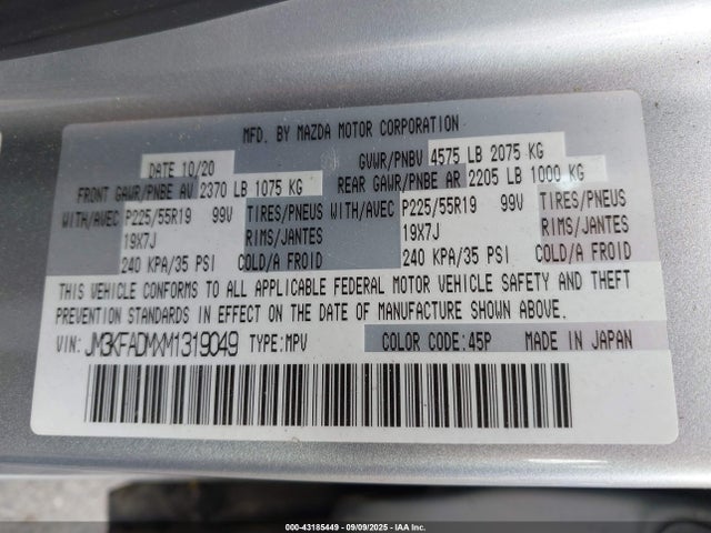 JM3KFADMXM1319049 Mazda Cx-5 Grand Touring