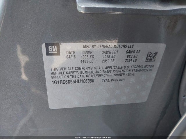 1G1RC6S55HU106080 Chevrolet l3a - di: direct injectio, vvt: variable valve timing, hybrid, gen 1
