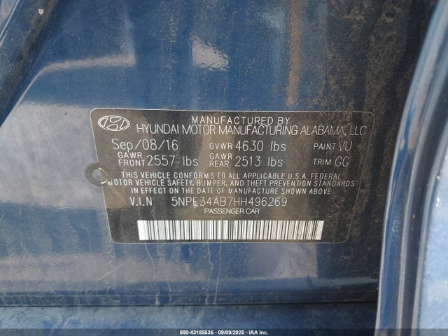 5NPE34AB7HH496269 Hyundai 2017