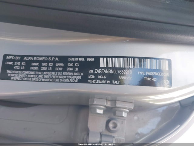 ZARFANBN0L7639218 Alfa Romeo giulia (952)