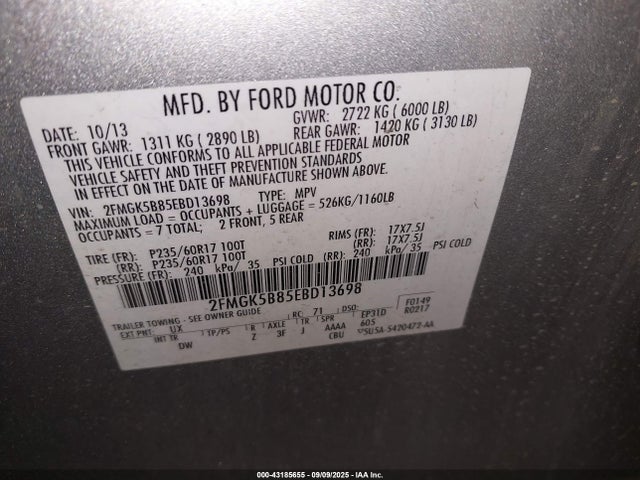Ford Flex 2014 2FMGK5B85EBD13698 Image 9