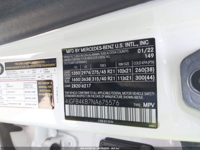 2022 MERCEDES-BENZ GLE 350 4JGFB4KB7NA675576 Photo 8