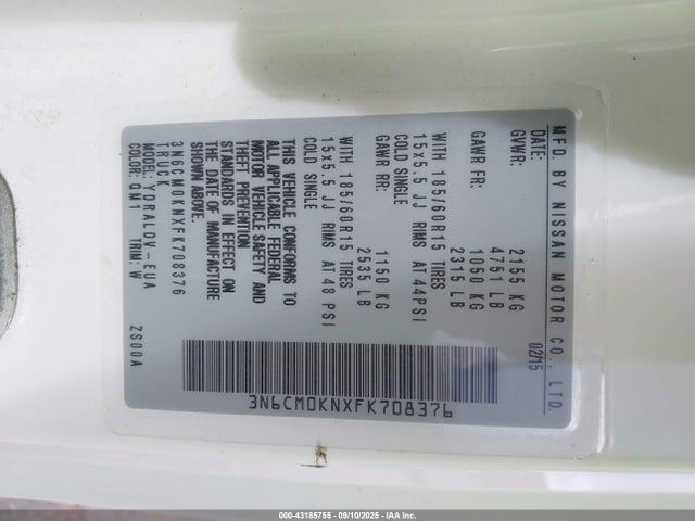 3N6CM0KNXFK708376 Nissan NV200