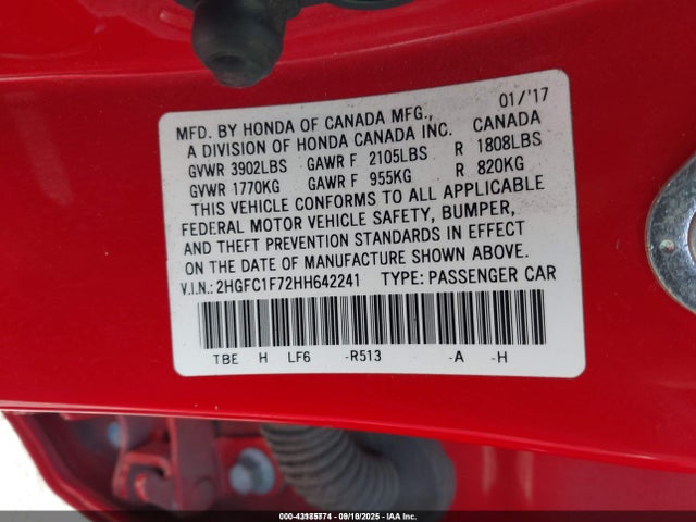 Honda l15b7 2017 2HGFC1F72HH642241 Image 9