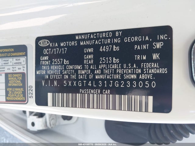 5XXGT4L31JG233050 KIA gdi