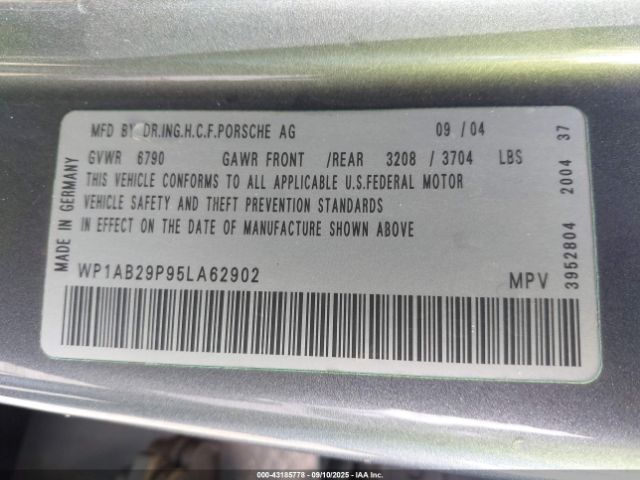 2005 PORSCHE CAYENNE WP1AB29P95LA62902 Photo 8