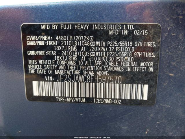 2015 SUBARU FORESTER JF2SJAWC8FH597570 Photo 8