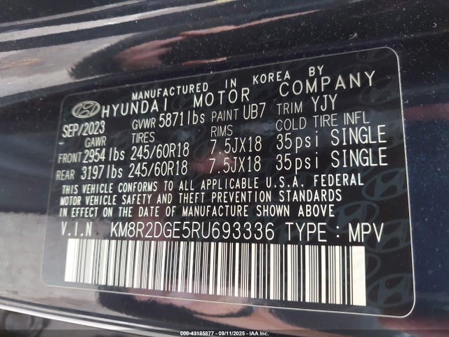 Hyundai gdi lambda ii 2024 KM8R2DGE5RU693336 Image 9