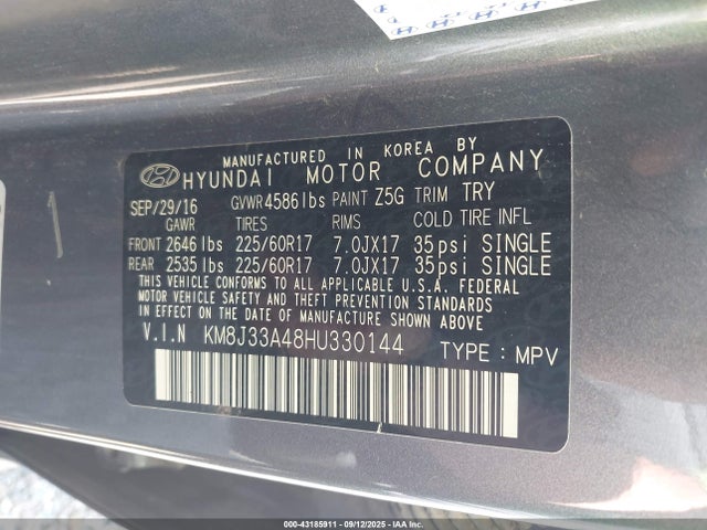 KM8J33A48HU330144 Hyundai gdi nu