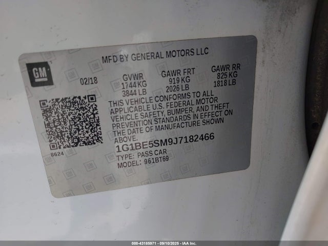 1G1BE5SM9J7182466 Chevrolet le2 -di: direct injection, vvt: variable valve timing, gen, alum