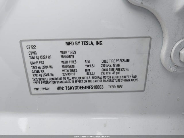 2022 TESLA MODEL Y 7SAYGDEE4NF510003 Photo 8