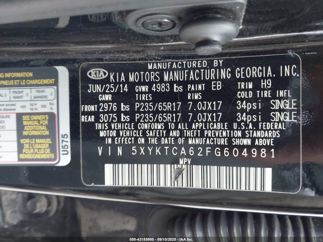 5XYKTCA62FG604981 KIA dohc t-gdi theta-ii
