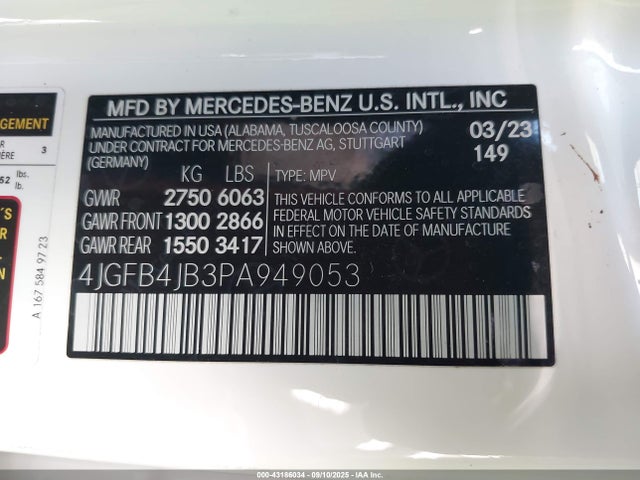 4JGFB4JB3PA949053 Mercedes-Benz m264