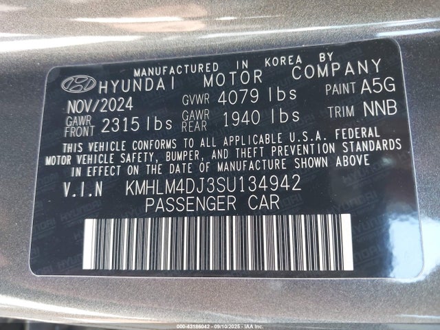 KMHLM4DJ3SU134942 Hyundai gdi kappa