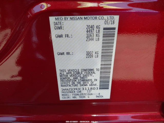 1N4AZ1CP4JC311803 Nissan 2018