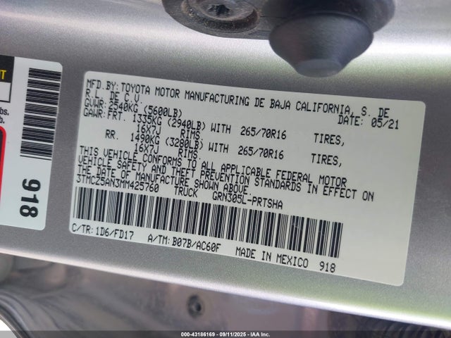 Toyota 2gr-fks 2021 3TMCZ5AN3MM425760 Image 9