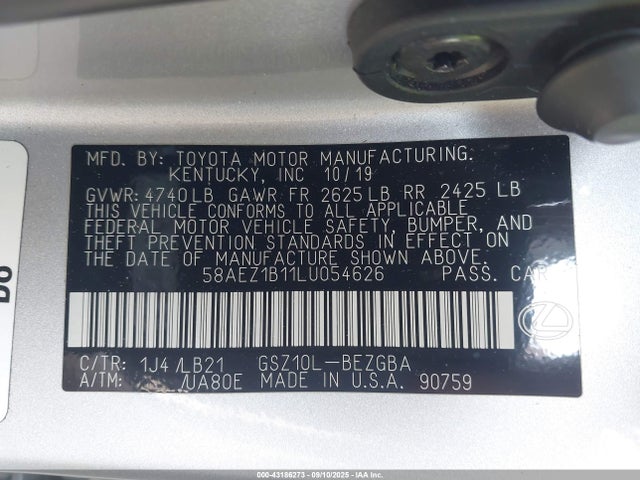 Lexus 2gr-fks 2020 58AEZ1B11LU054626 Image 9