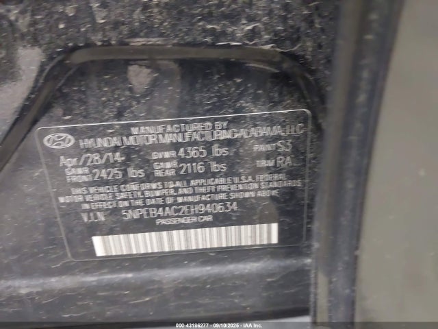 5NPEB4AC2EH940634 Hyundai gamma