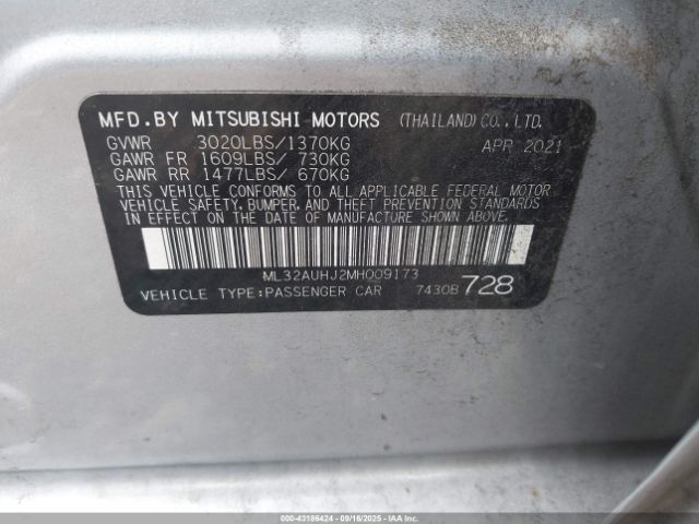 2021 MITSUBISHI MIRAGE ML32AUHJ2MH009173 Photo 8