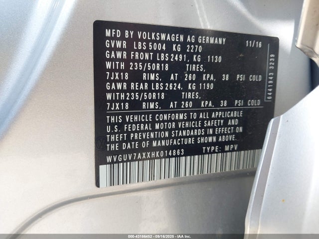 WVGUV7AXXHK014863 Volkswagen 2.0 tsi