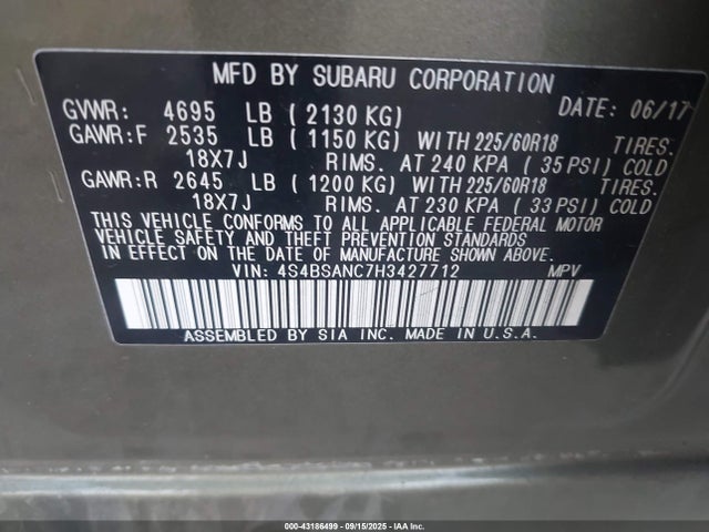 4S4BSANC7H3427712 Subaru u5