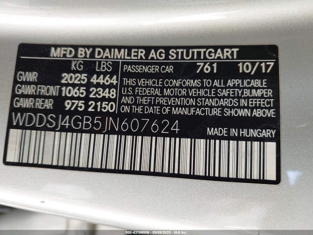 WDDSJ4GB5JN607624 Mercedes-Benz CLA-Class