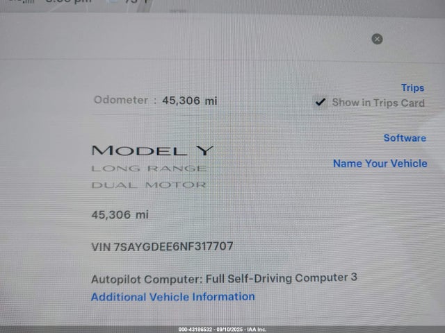 2022 TESLA MODEL Y 7SAYGDEE6NF317707 Photo 6