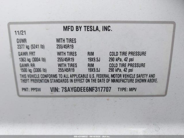 2022 TESLA MODEL Y 7SAYGDEE6NF317707 Photo 8