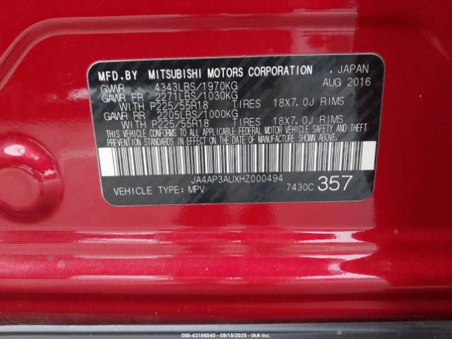 2017 MITSUBISHI OUTLANDER SPORT JA4AP3AUXHZ000494 Photo 8