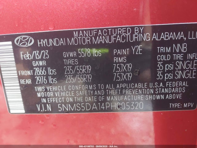 Hyundai t-gdi gamma ii 2023 5NMS5DA14PH005320 Image 9