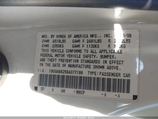 2006 ACURA TL 19UUA66256A077199 Photo 8