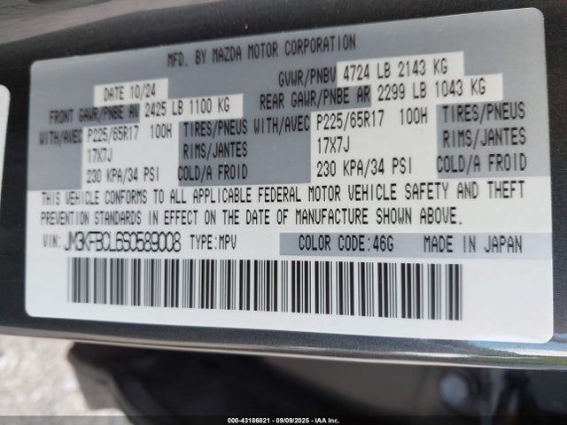 Mazda py 2025 JM3KFBCL6S0589008 Image 9