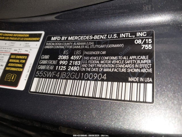 Mercedes-Benz C-Class 2016 55SWF4JB2GU100904 Image 9