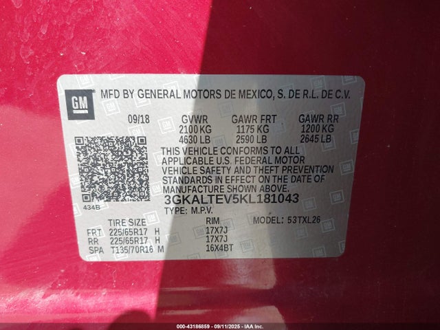 3GKALTEV5KL181043 GMC lyx - direct injection, vvt, fgt, turbo, alum, gen 1