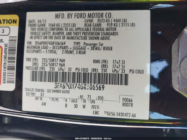 Ford 2016 2016 3FA6P0H74GR106569 Image 9