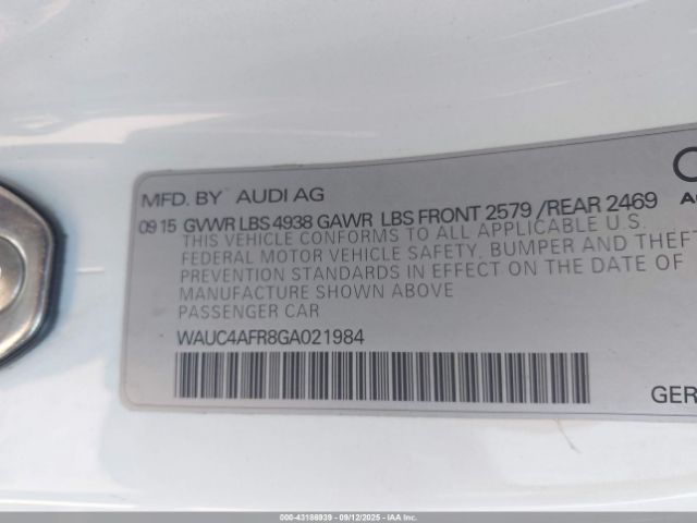 2016 AUDI S5 WAUC4AFR8GA021984 Photo 8