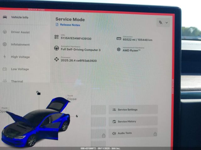 2021 TESLA MODEL S 5YJSA1E54MF439130 Photo 6