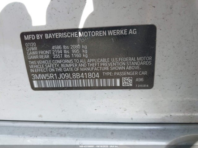 3MW5R1J09L8B41804 BMW 330I
