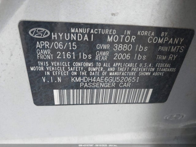 Hyundai dohc mpi nu 2016 KMHDH4AE6GU520651 Image 9