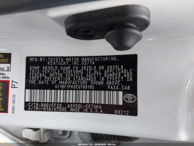 4T1BF1FK0EU789185 Toyota Camry Se/se Sport