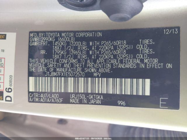 2014 LEXUS GX 460 JTJBM7FX1E5072570 Photo 8