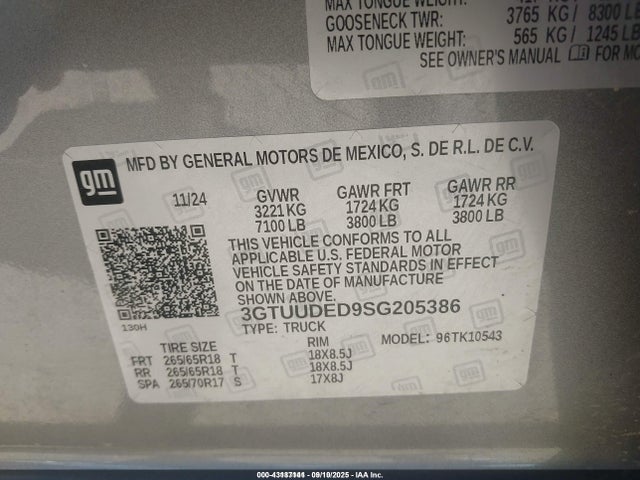 3GTUUDED9SG205386 GMC l84