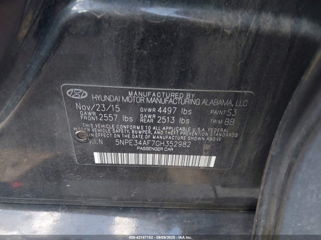 5NPE34AF7GH352982 Hyundai dohc gdi theta-ii